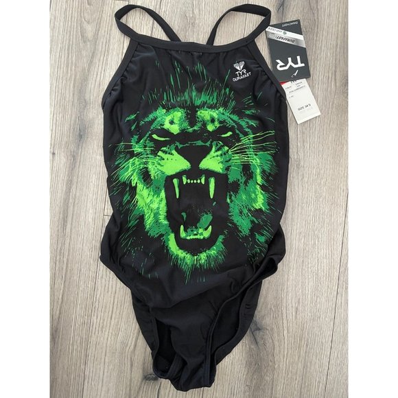 TYR Other - TYR DuraFast Elite ZION Lion DiamondFit One Piece Swimsuit Green Size 34 S